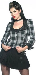 Chaqueta a Cuadros Lip Service Colegiala Gótica Lolita Punk Retro Negra Blanca XS - Imagen 1 de 4
