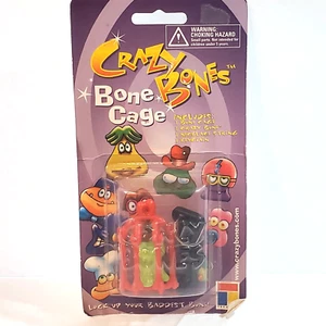 Vintage 1998 Toy Craze Inc Crazy Bones Knochenkäfig schwarz Schlüsselanhänger im Paket - Bild 1 von 5