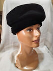 Women's 1960s Quaker Maid Black Felt Beret/Pillbox Style hat Size 7 1/8