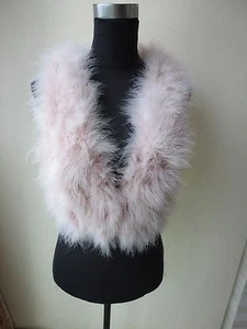 Girls Real Ostrich Feather Fur Vest Jacket Warm Waistcoat For Party Light Pink - Picture 1 of 3