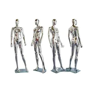 Full Body Plastic Adult Female Egg Head Chrome Mannequin with Base - Picture 1 of 2