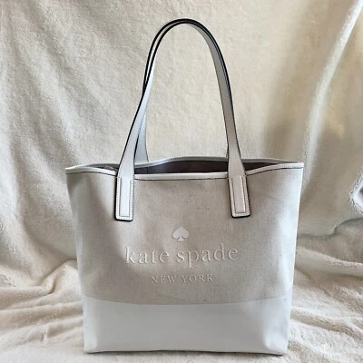 Bolso de Mano Natural Nuevo con Etiquetas AUTÉNTICO $279 Kate Spade Ash Street Logo Triple Compartimento Foto 1 de 4