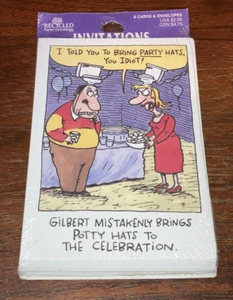 Vintage - 8x Party Invitations & Envelopes - Gilbert Potty Hats - Funny - New - Picture 1 of 10