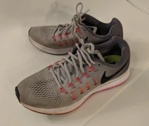 Nike Zoom Pegasus 33 women’s athletic running shoes grey pink size 8.5 - Picture 1 of 9