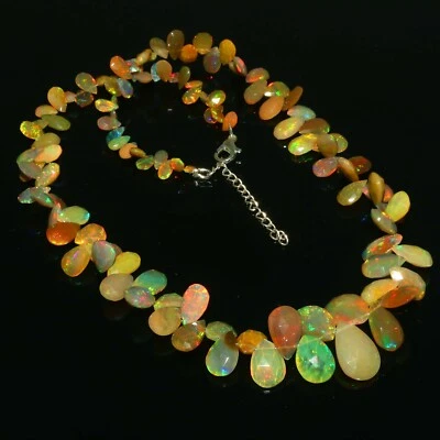 Ethiopian Opal Briolette Blue Opal Rainbow Opal Fire Opal Hyalite Opal Beads 45 - Image 1 of 2
