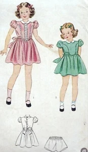 Vtg ORIGINAL Simplicity 3368 Pattern ©1940 Childs Dress & Panties Sz 8 Chest 26" - Picture 1 of 13