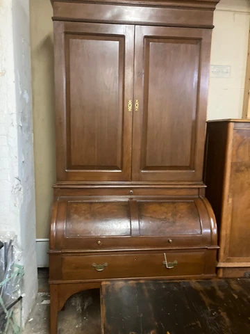 1800s antique roll front desk/cupboard. 7' tall. Incredible condition Cover