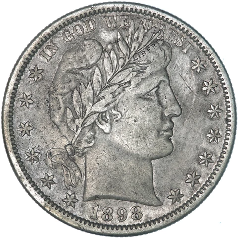 1898 S Barber Half Dollar 90% Silver Extra Fine XF See Pics R849 Cover