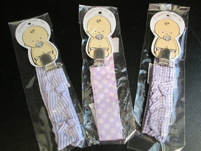 Purple Lavender Pacifier Clips by Mud Pie, Set of 3, NWT - Image 1 of 4