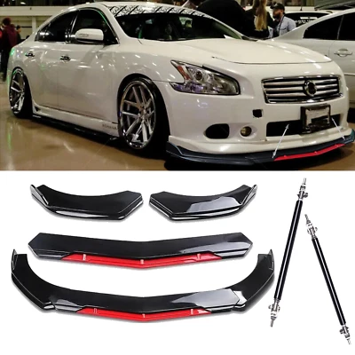 Front Bumper Lip Splitter Lower Spoiler Body Red For Nissan Maxima Foto 1 de 4