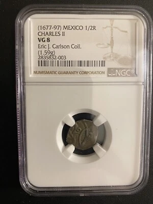 1677-97 Mexico 1/2 Real Charles II NGC - Image 1 of 2
