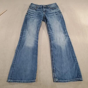 BKE Jeans Mens 29 R Blue Tyler Boot Cut Buckle Faded Medium Wash Denim Designer - Picture 1 of 10