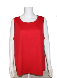 Ideology Plus Size Birdseye Mesh Tank Top Women's 3X Licorice Red Solid Pullover - Picture 1 of 9