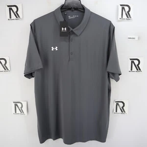 NWT Mens Under Armour Tech UA Golf Polo Shirt Dark Gray Performance SS Loose Fit - Picture 1 of 10