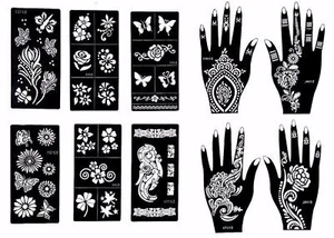 Reusable Stencils for Henna Tattoo (10 Sheets) Body Art Temporary Tattoo - Picture 1 of 6