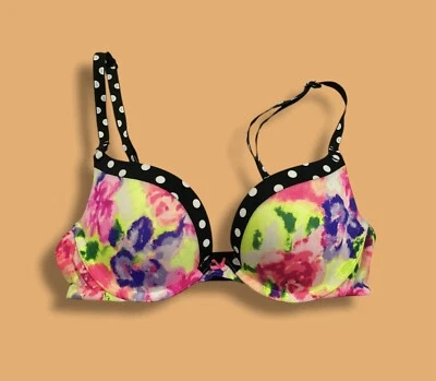Victoria's Secret 32B Sexy Tee Push Up Underwire Bra Campus Polka Dot Watercolor - Image 1 of 4