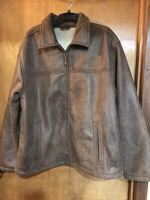 PB Basics Faux Leather Brown Jacket Coat Size XL - Image 1 of 3