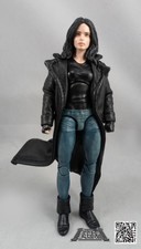 XS Long Black Leather Trench Coat for Marvel Legends Jessica Jones (No Figure)