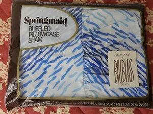VINTAGE NIP SPRINGMAID Ruffled No-iron Standard Pillowcase Sham Falling Waters - Picture 1 of 5