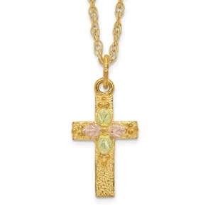 10k Tri-Color Black Hills Gold Cross Necklace 10BH694-18 - Picture 1 of 5