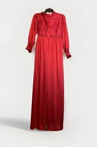 Gilead Nylon VTG  long full-length Women’s  Red Lightweight flowy Robe|Sz:Petite - Picture 1 of 24