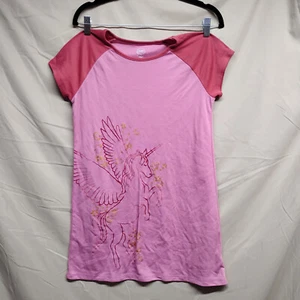 Wonder Nation Girls Size L Large 10-12 Pink Unicorn Graphic Print Long T-Shirt - Picture 1 of 17