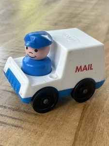 Vintage Fisher Price Little People Mail Truck w/ Blue Mailman Figure - Picture 1 of 4