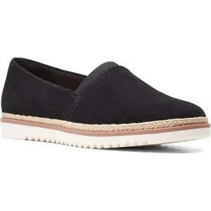 Clarks Serena Paige Black Leather Upper Espadrille Platform Slip On Loafer 5.5M - Picture 1 of 7