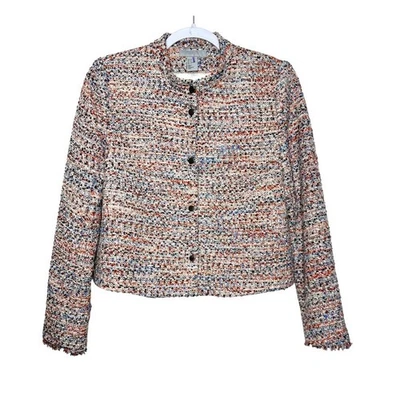 H & M текстурированная куртка женщин 8 оранжевый мульти короткий прямой вырез воротник богемное - Изображение 1 из 4