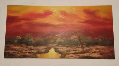 Mid Century Oil on Canvas beautiful Sunset by Argentine Artist Segundo Huertas - Image 1 of 2