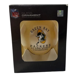 Green Bay Packers Glass Ornament 12 Time World Champions NFL Collectible - Picture 1 of 7