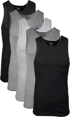 Gildan Men's A-Shirts Tanks Medium, Black/Sport Grey/Charcoal (5-pack)  - Image 1 of 4