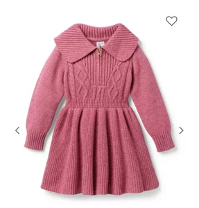 Janie and Jack Pulloverkleid Zopfmuster Half-Zip Antique Rose Größe 6 - Bild 1 von 3