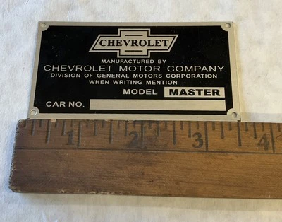 Chevy Master ID Plate B6 1935-1940 Foto 1 de 3