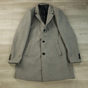 H&M Overcoat Men's 44R Gray Wool Button Up Pockets  Three Button Single Vented - Picture 1 of 13