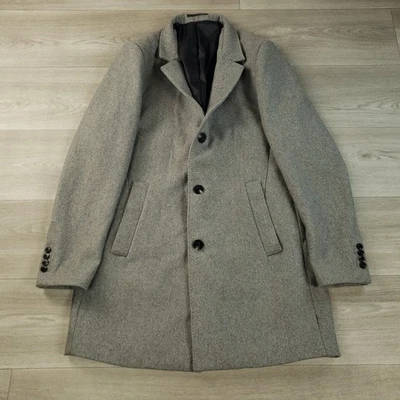H&M Overcoat Men's 44R Gray Wool Button Up Pockets  Three Button Single Vented - Image 1 of 4