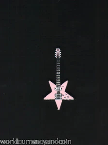 SOMALIA 1 DOLLAR 2004 NEW GUITAR SHAPE x 1 UNC PINK COLORED AFRICA MONEY COIN - Picture 1 of 1