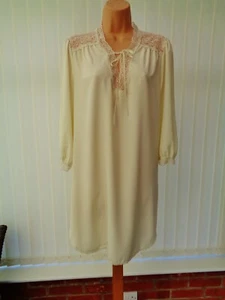 K34 VTG ST MICHAEL CREAM SATIN LACE 60'S NIGHTIE NIGHTSHIRT NIGHTDRESS 16 40" - Picture 1 of 11