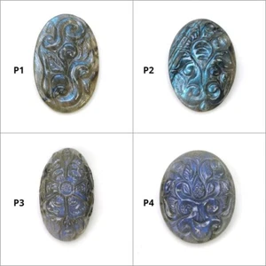 100 % natürlicher unbeheizter Labradorit Edelstein handgeschnitzt ovale Form für Schmuck - Bild 1 von 5