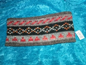 Fair isle wool handknit headband fleece lined Boho Festival - Picture 1 of 1