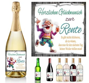 1 Aufkleber Flaschenetikett - Herzlichen Glückwunsch zur  Rente - Geschenk D71 - Bild 1 von 1