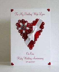 Ruby 40th Anniversary Card Wife/Husband/Friends/Mum & Dad Personalised - Picture 1 of 3