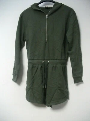 River Island Khaki Hooded Zip Placket Playsuit UK 6 JS003 DD 13 - Image 1 of 3