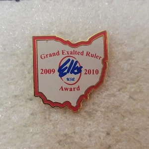 Prendedor de solapa Ohio Elks Lodge BPOE Gran Gobernante Exaltado Premio en forma de estado tono dorado - Imagen 1 de 4