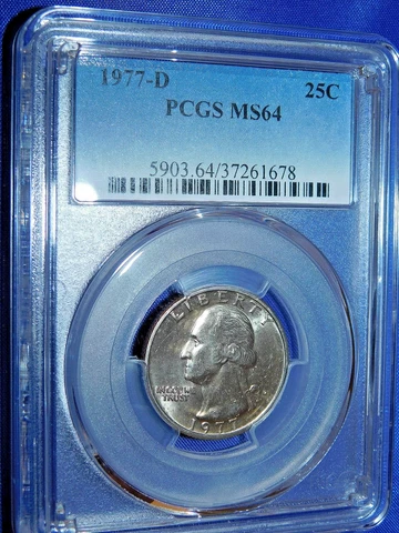 1977-D 25C Washington Quarter-PCGS #5903  Grade  MS64--501-1 Cover