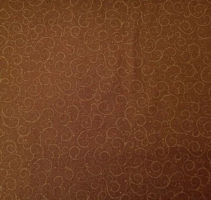 A Golden Holiday BTY Laurie Cook Quilting Treasures Tonal Brown Scroll - Picture 1 of 3