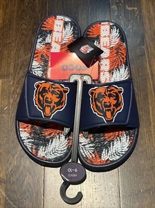 New Chicago Bears Team Logo Floral Slides Sandals By Foco Size 7/8 Small NWT - Picture 1 of 5