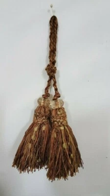 Silla doble de chenilla de alta calidad con borla Java marrón canela dorado Foto 1 de 4