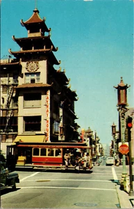 1950er San Francisco CA Chinatown Grant Street alte Autos Postkarte  - Bild 1 von 2
