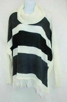 Brittany Black Women's Junior's Sweater Shaw Black Cream Gray Striped Small - Image 1 of 4